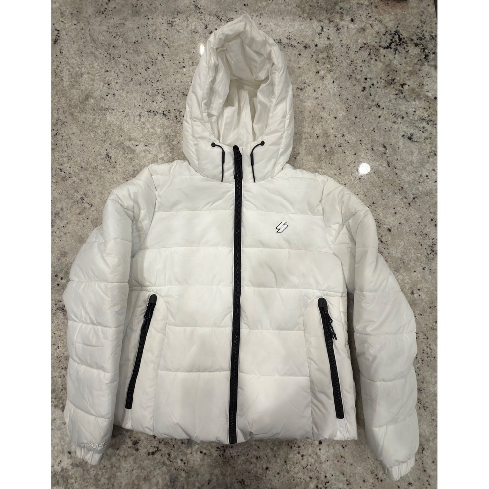 Superdry White Hooded‎ Puffer Jacket Women's Size 12